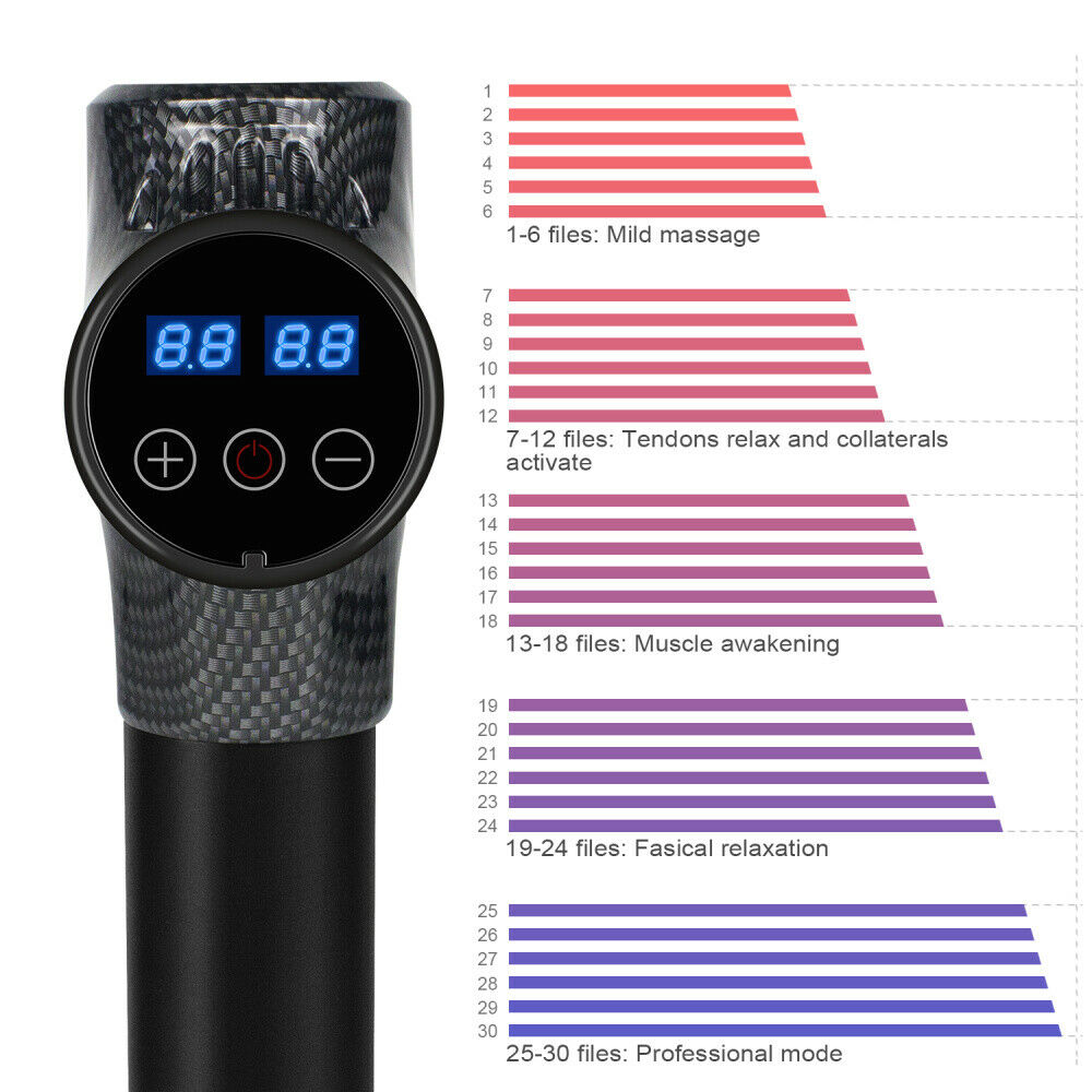 NEW Super High Power 30 Speed XL Massage Gun 6 Heads Muscle  with Carry Case Bag