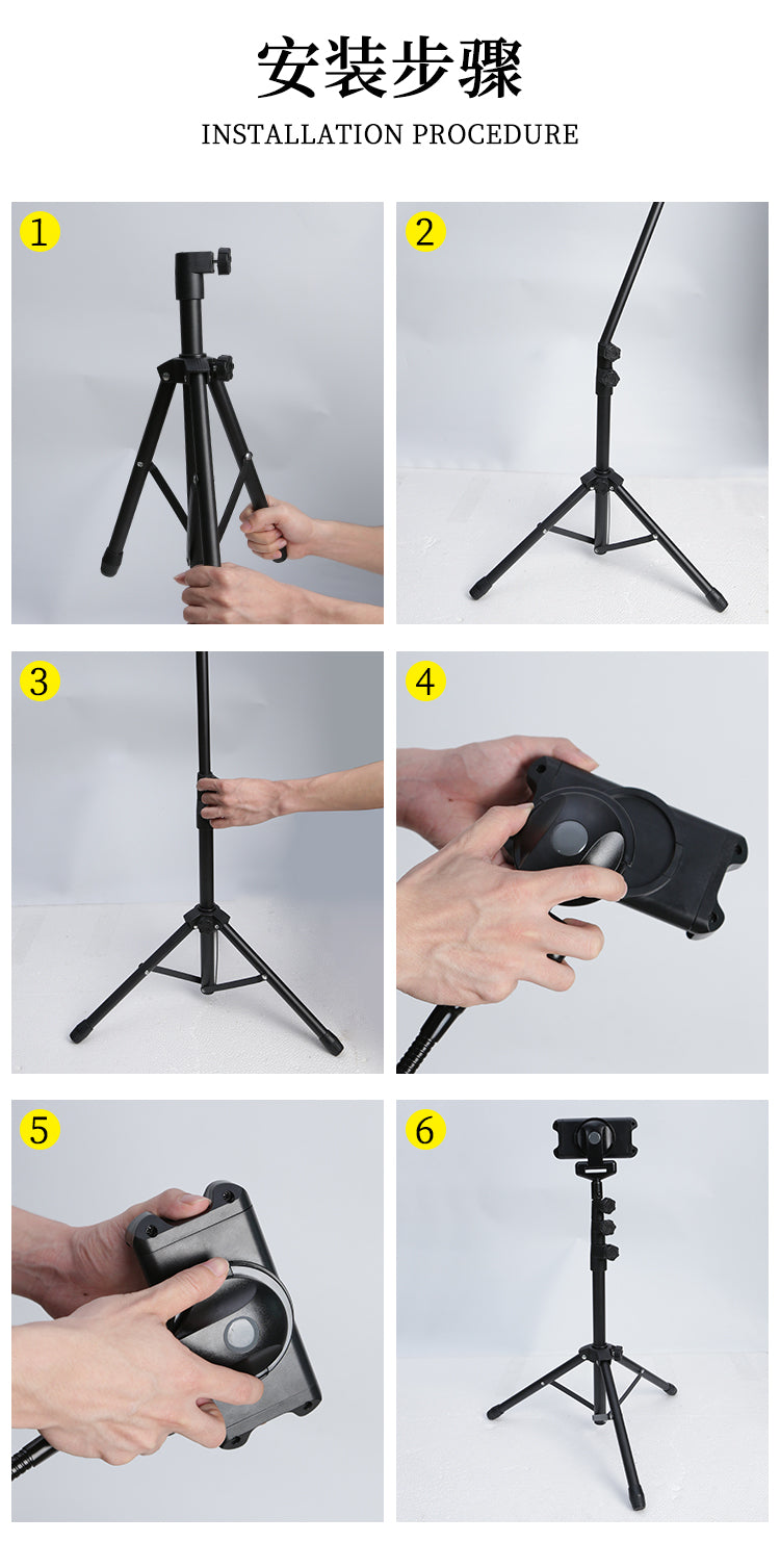 iPad Tripod Stand Tablet Floor Stand Height Adjustable 20 to 63 Inch with 360 Rotating Tablet Tripod Stand for 4.7 to 12.9 Inch Ipad