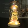 Present LED 24k Goldleaf Rose Bear Flower Glass Lamp Light