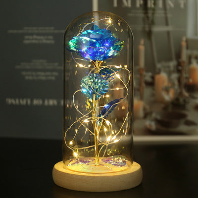 Present LED 24k Goldleaf Rose Bear Flower Glass Lamp Light