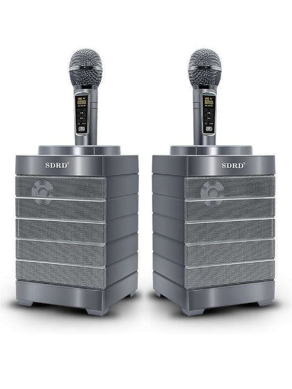 SDRD SD-128 BLUETOOTH SPEAKER Dual Wireless Microphone Karaoke Portable Speaker