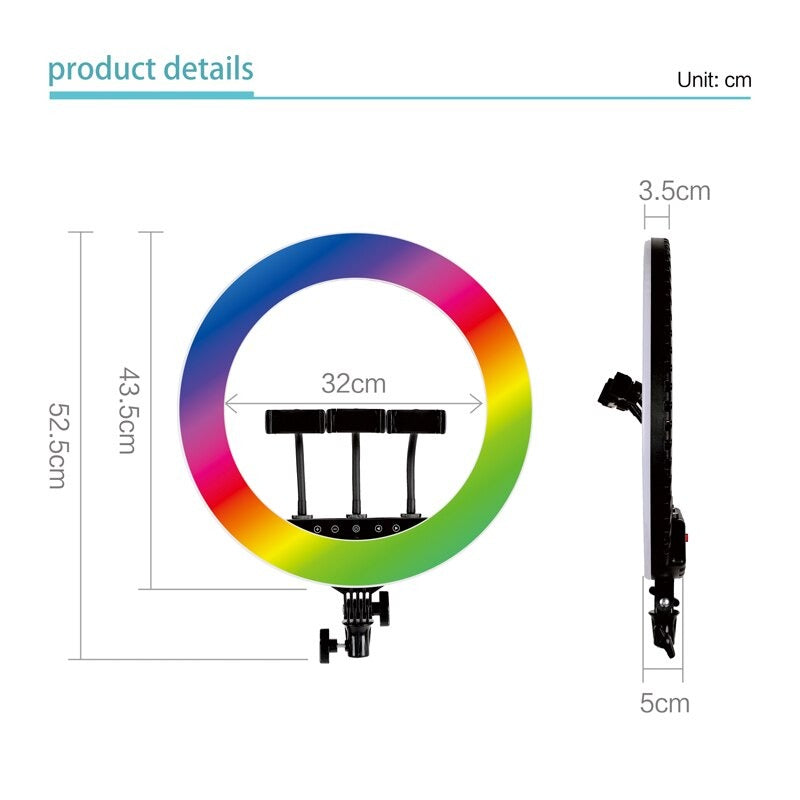 HQ 18 Inch RGB Ring Light tripod LED RingLight Selfie Ring Light