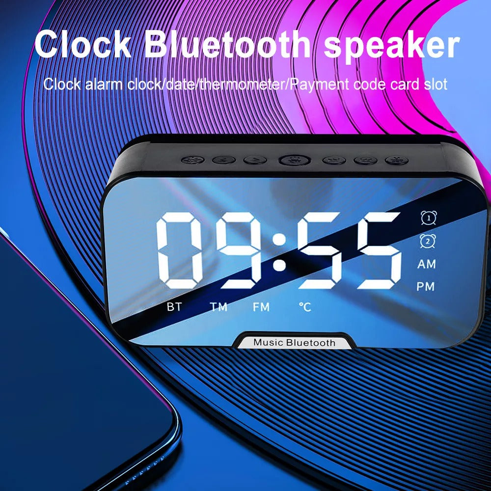 iTEQ Bluetooth Alarm Clock Mirror Card With Day Display Portable Loudspeaker Speaker