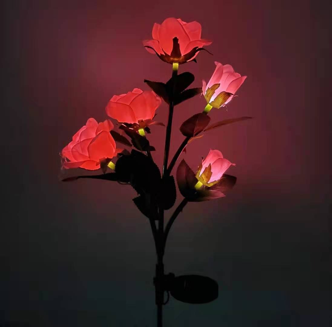 Solar Powered Rose Light Flower Lights Lamp Pink Rose