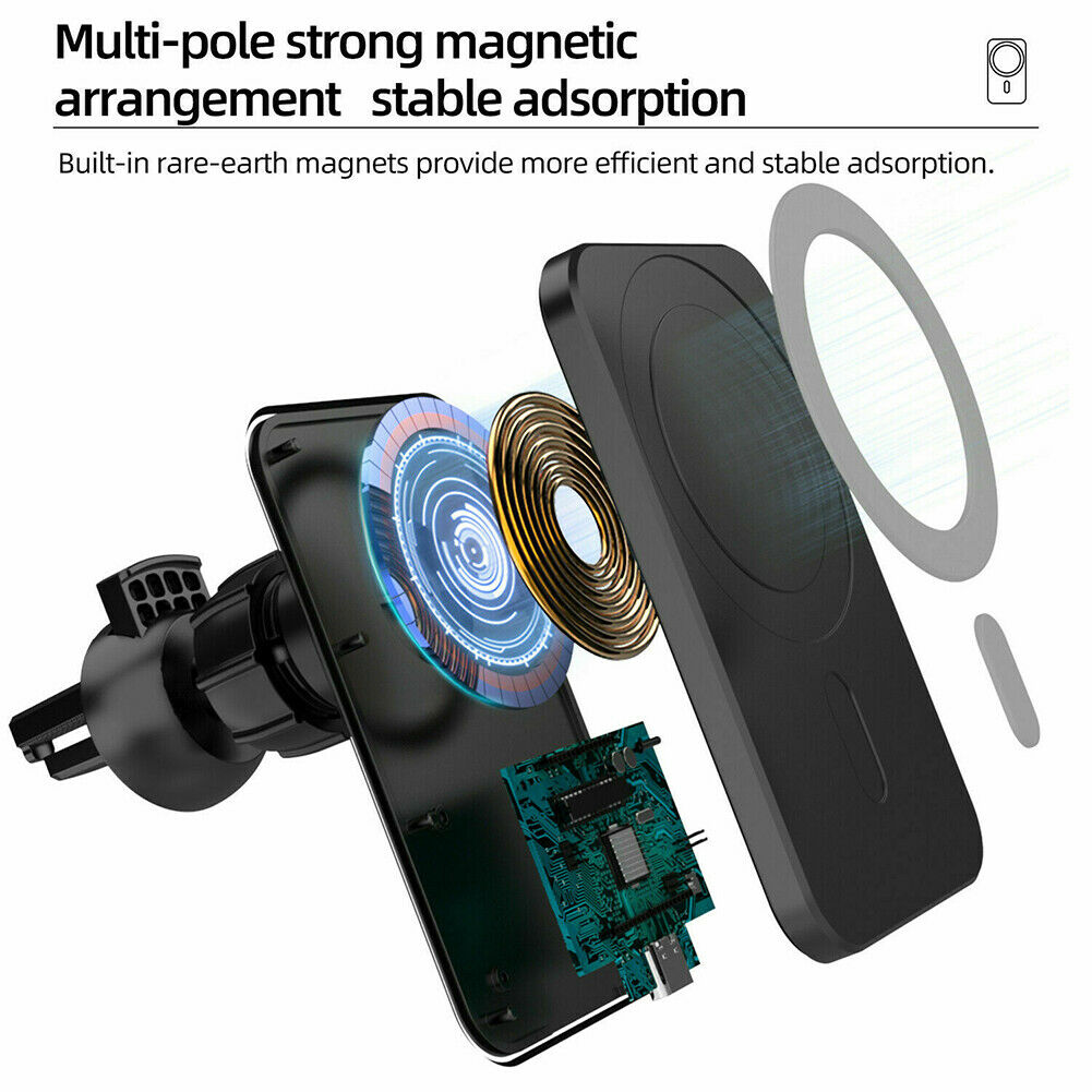 Mag safe Car Mount Wireless charger with for iPhone 12/12 Pro/12 Pro Max/12 mini