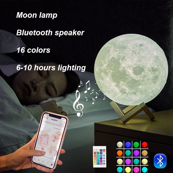 Moon Lamp Night Light 3D Printed Large Lunar Lamp with Stand USB Cable