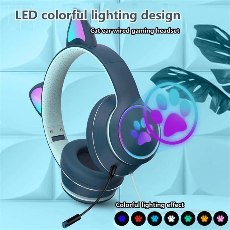 iTEQ Wired Cat Ear Gaming Headset With Microphone Adult Kids Gift for PC PS4 PS5 Nintendo Switch