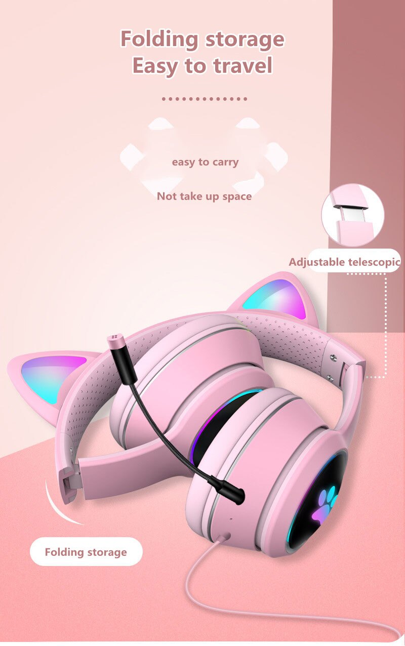 iTEQ Wired Cat Ear Gaming Headset With Microphone Adult Kids Gift for PC PS4 PS5 Nintendo Switch