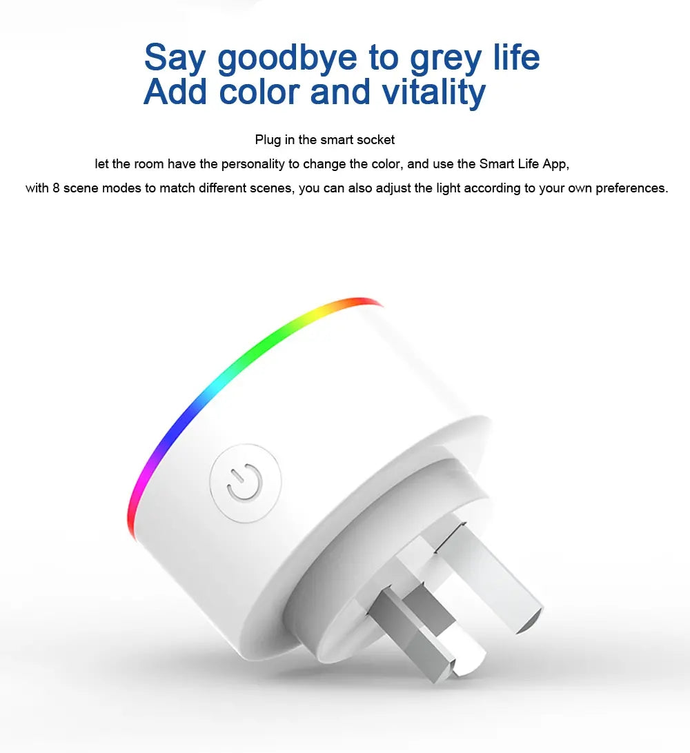 Tuya AU Plug Smart RGB LED Light Smart Wifi Socket Voice Control Works With Alexa Google Home