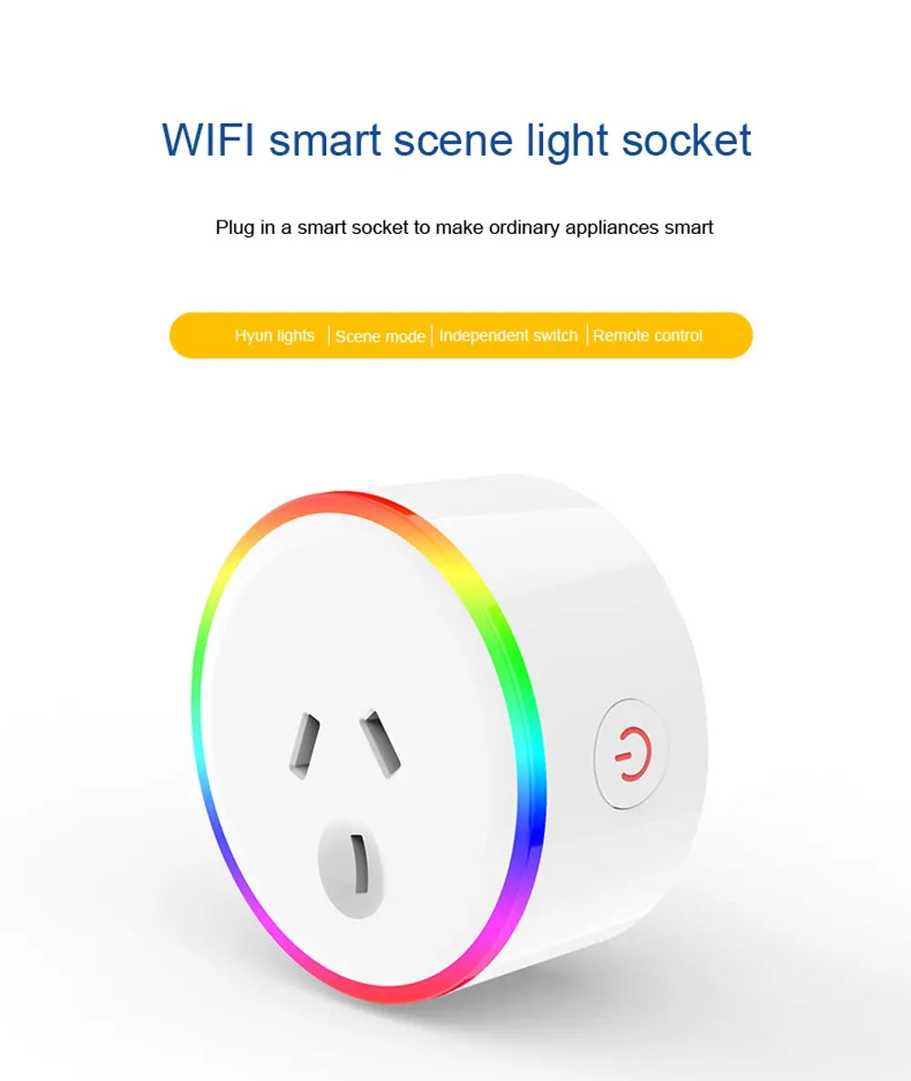 Tuya AU Plug Smart RGB LED Light Smart Wifi Socket Voice Control Works With Alexa Google Home