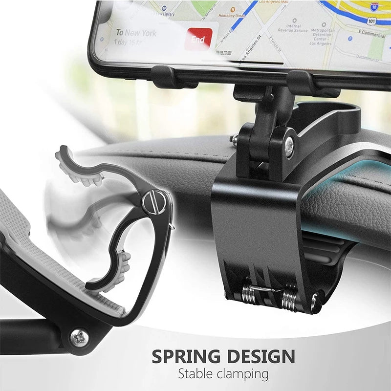 Universal 360° Rotatable Car Dashboard Sun Visor Rear View Mirror Mobile Phone Holder Stand for 3-7 inch