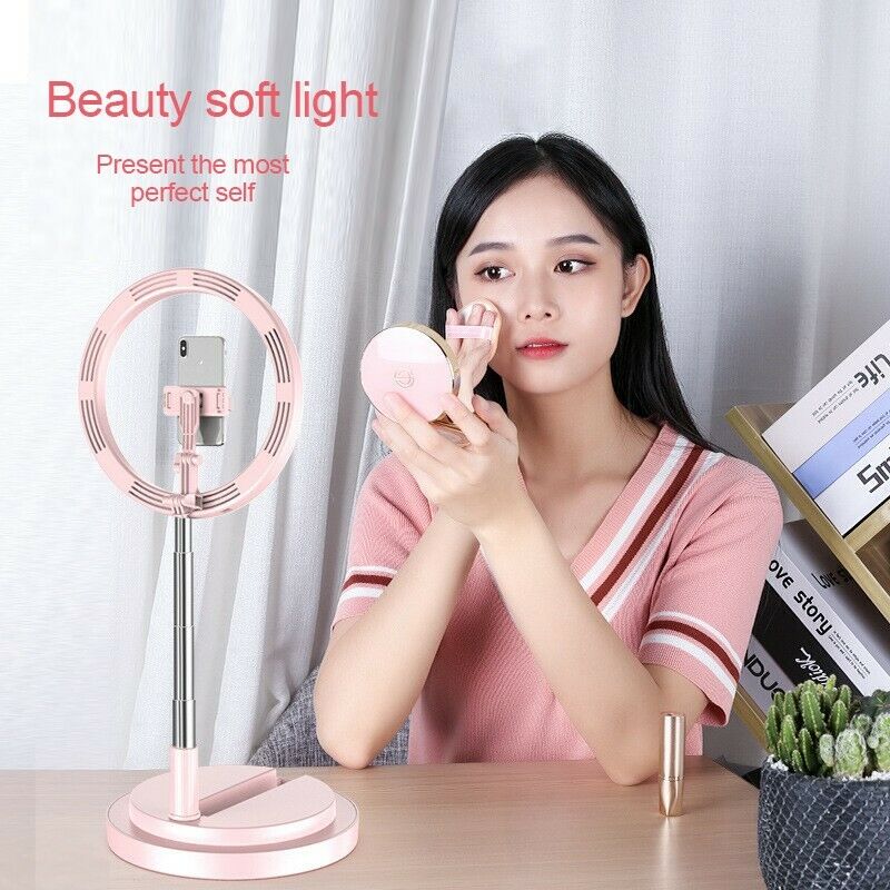 Ring Fill Light with Stand Phone Holder For Vlog Makeup Photographer StudioPremium Quality -white