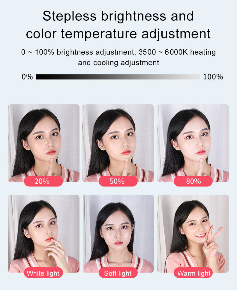 Ring Fill Light with Stand Phone Holder For Vlog Makeup Photographer StudioPremium Quality -white