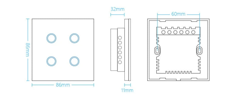 Tuya Smart Light Switch WiFi 4 Gang Wireless Touch Sensor Remote Control