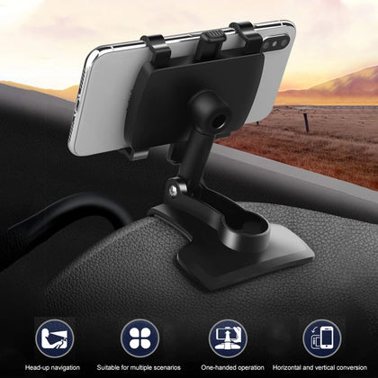 Universal 360° Rotatable Car Dashboard Sun Visor Rear View Mirror Mobile Phone Holder Stand for 3-7 inch