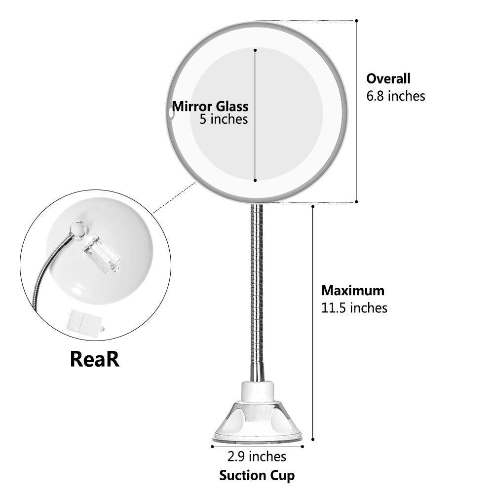 Makeup Mirror Magnifying Ultra Flexible Mirror LED Light  Suction Cup -High Quality