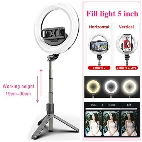 Extendable Selfie Stick Tripod LED Ring Light Bluetooth