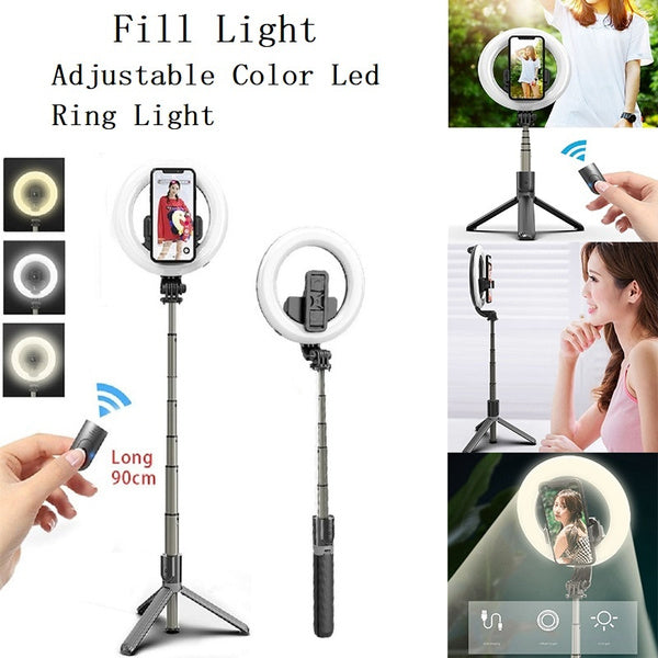 Extendable Selfie Stick Tripod LED Ring Light Bluetooth