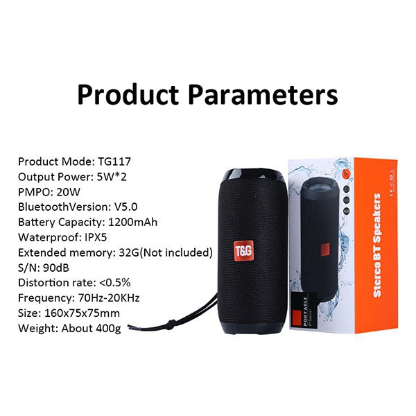 TG117 Bluetooth Stereo Speaker Waterproof Speaker