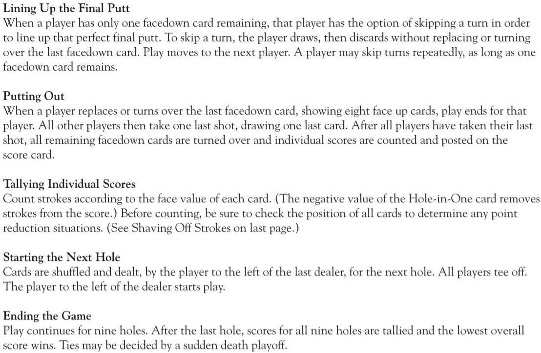 How to play Play Nine, Official Rules