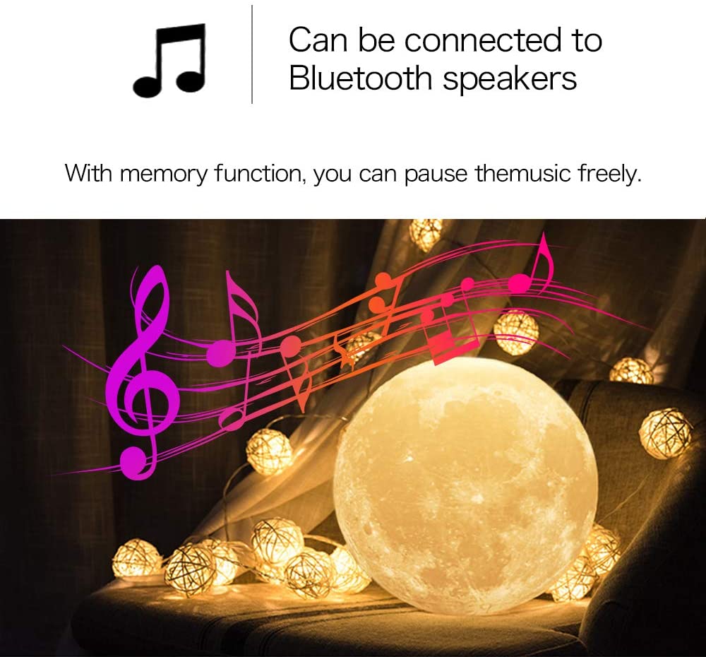 Moon Lamp Night Light 3D Printed Large Lunar Lamp with Stand USB Cable