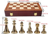 Metal Chess Set High-grade Gift Travel International Chess Game Folding Wooden Mold Chessboard Kirsite Chess Pieces Chessman -Gold Silver