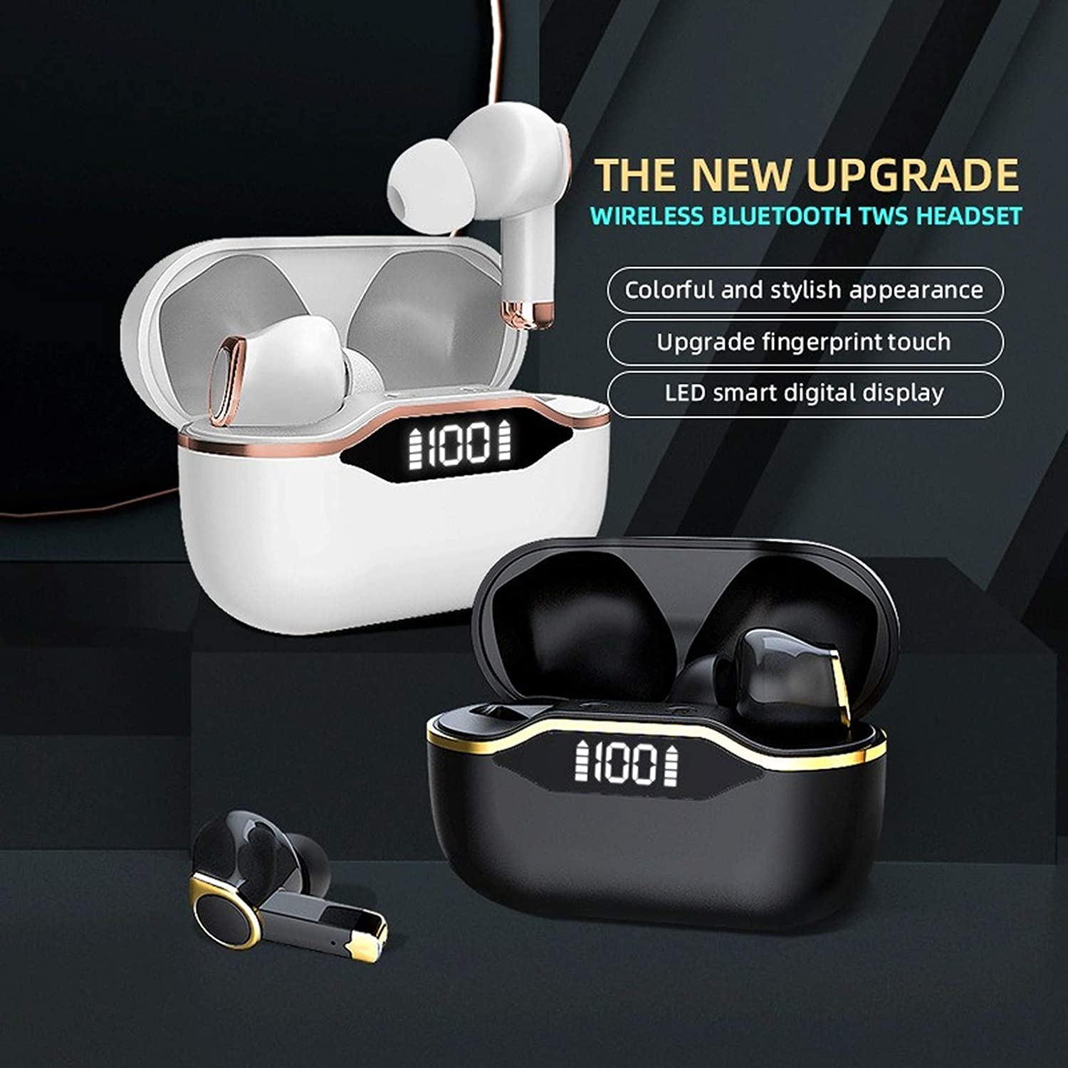 Wireless Bluetooth Headset T28, TWS 5.1 Low Latency, Sweat-Proof and Waterproof, ANC Active Noise canceling Headset -Black
