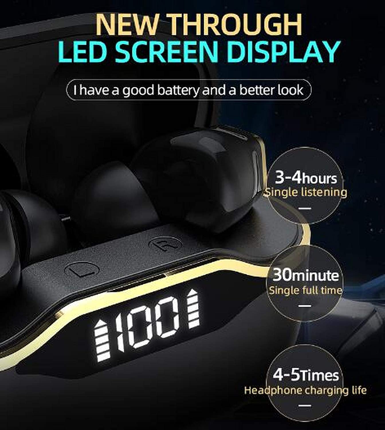 Wireless Bluetooth Headset T28, TWS 5.1 Low Latency, Sweat-Proof and Waterproof, ANC Active Noise canceling Headset -Black
