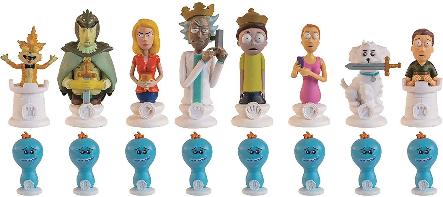 Rick and Morty Collector's Chess Set  Collectible 32 Custom Sculpted Chess Pieces Adult Swim Rick and Morty