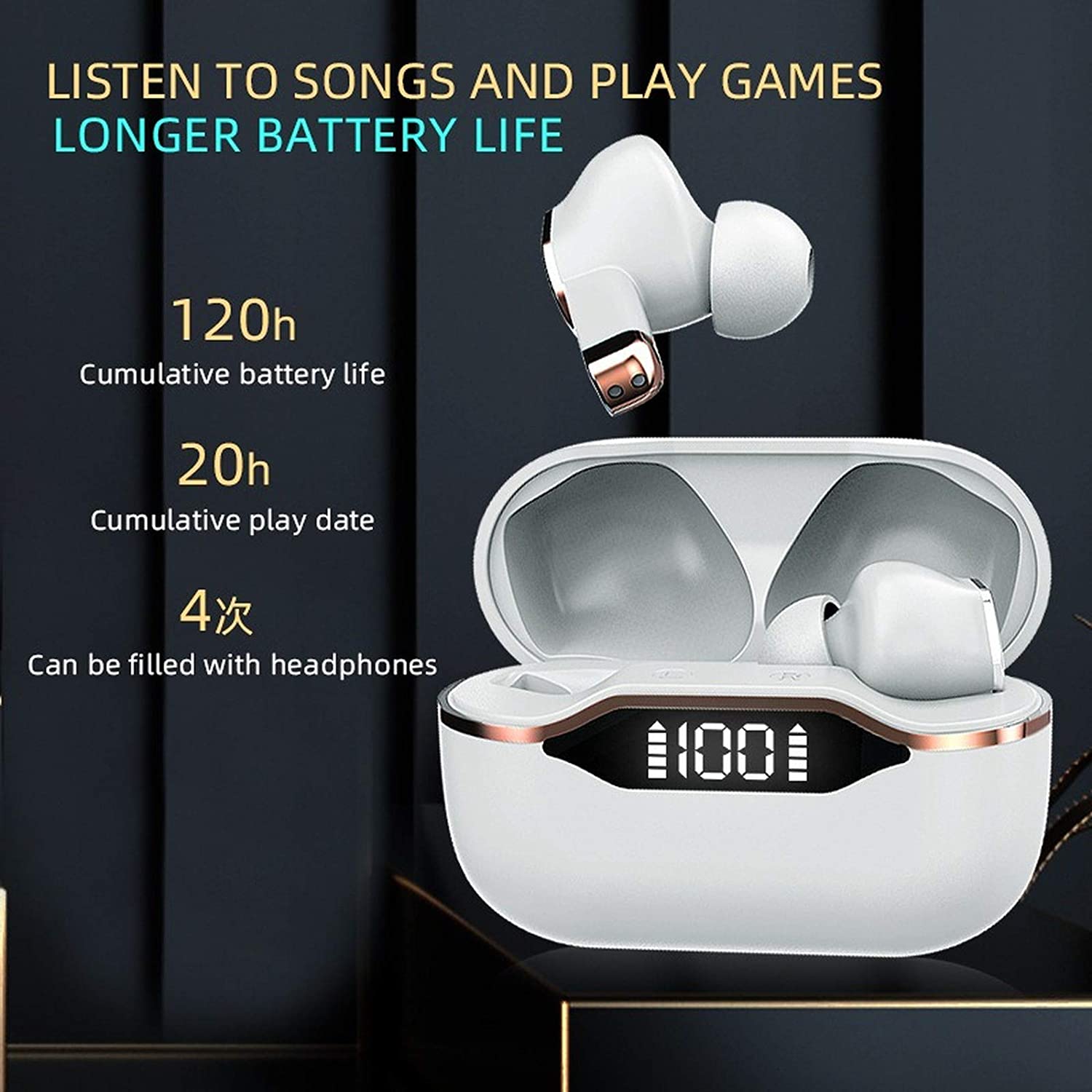 Wireless Bluetooth Headset T28, TWS 5.1 Low Latency, Sweat-Proof and Waterproof, ANC Active Noise canceling Headset -Black