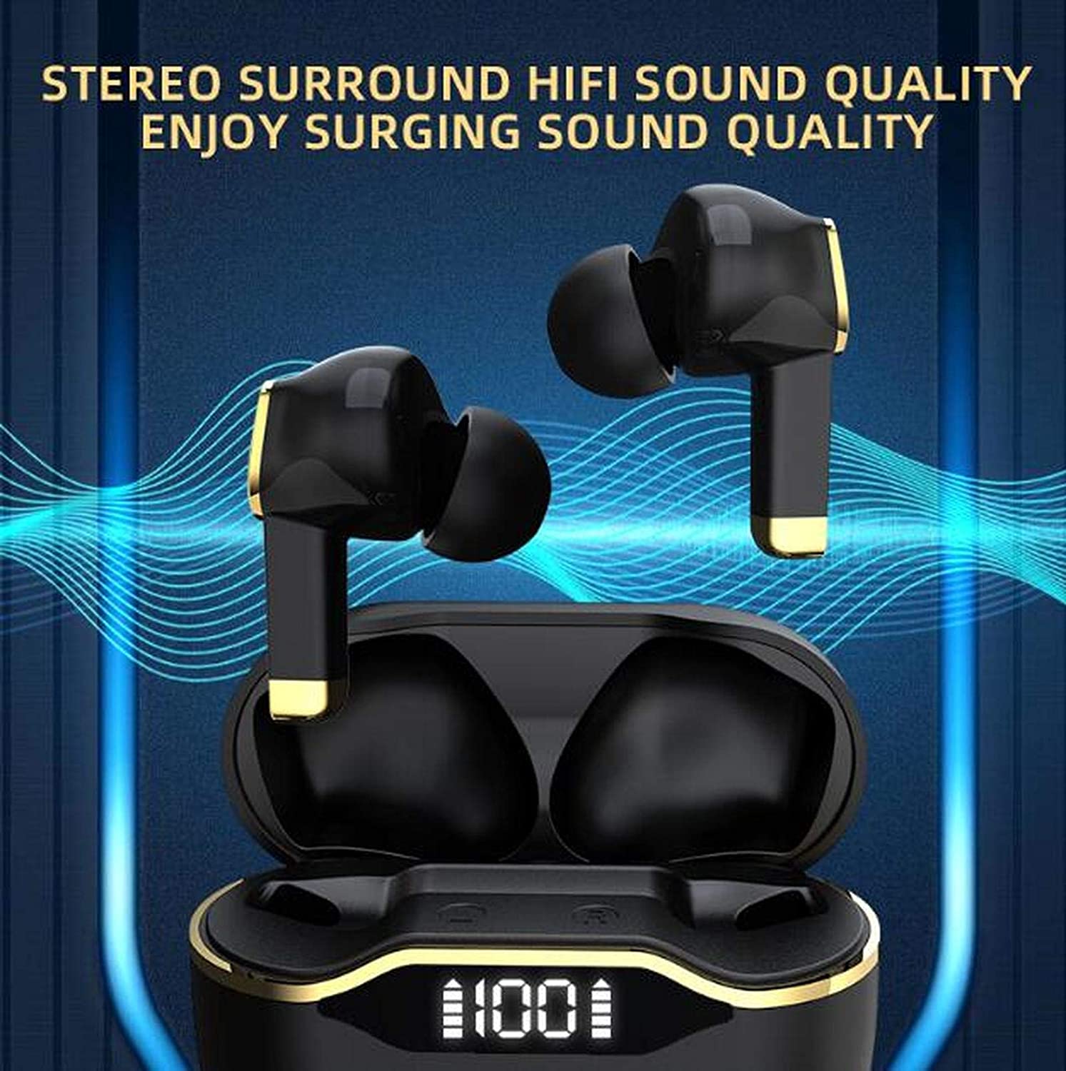 Wireless Bluetooth Headset T28, TWS 5.1 Low Latency, Sweat-Proof and Waterproof, ANC Active Noise canceling Headset -Black