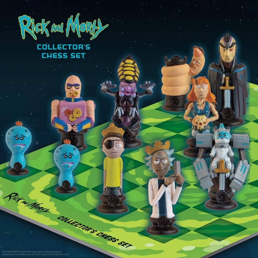 Rick and Morty Collector's Chess Set  Collectible 32 Custom Sculpted Chess Pieces Adult Swim Rick and Morty