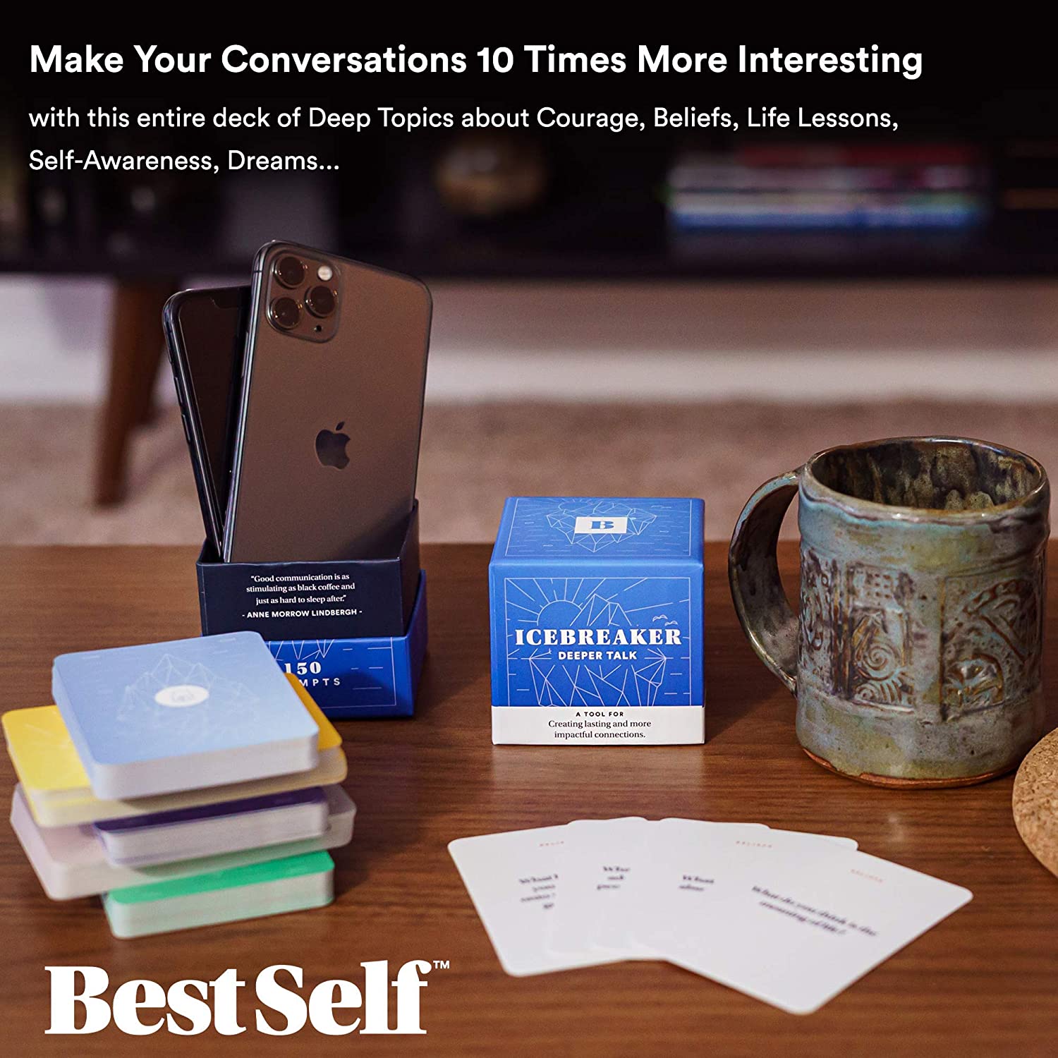 Best Self IceBreaker - Conversation Starter Card Deck 150 Prompt Cards