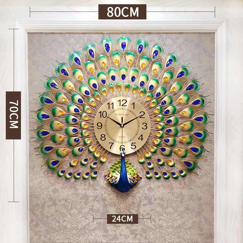 European Peacock Mute Clock Modern Home 3D DIY Living Room Decorative Wall Clock -preorder only about 45days