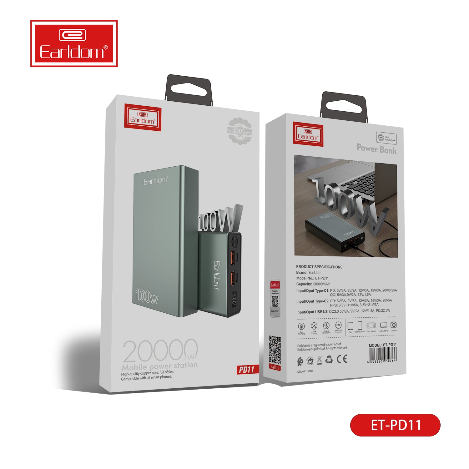 Super Power Bank 20000mAh 100W For iPhone iPad Laptop