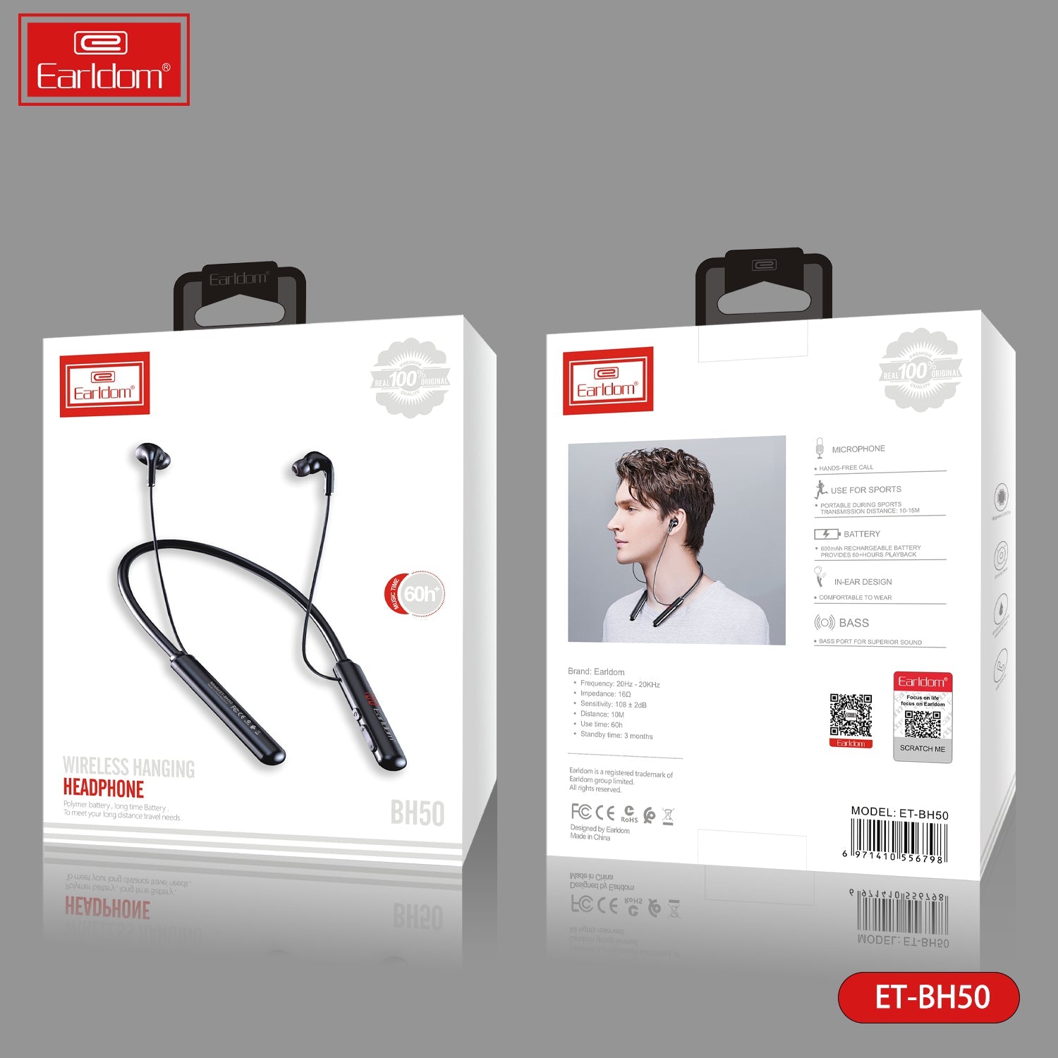 Running Sport  Wireless headset Bluetooth earphone 60Hours