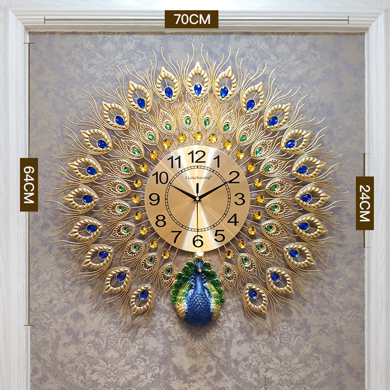 European Peacock Mute Clock Modern Home 3D DIY Living Room Decorative Wall Clock -preorder only about 45days