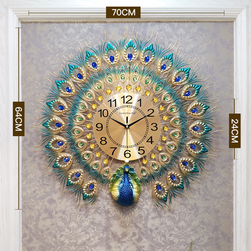 European Peacock Mute Clock Modern Home 3D DIY Living Room Decorative Wall Clock -preorder only about 45days