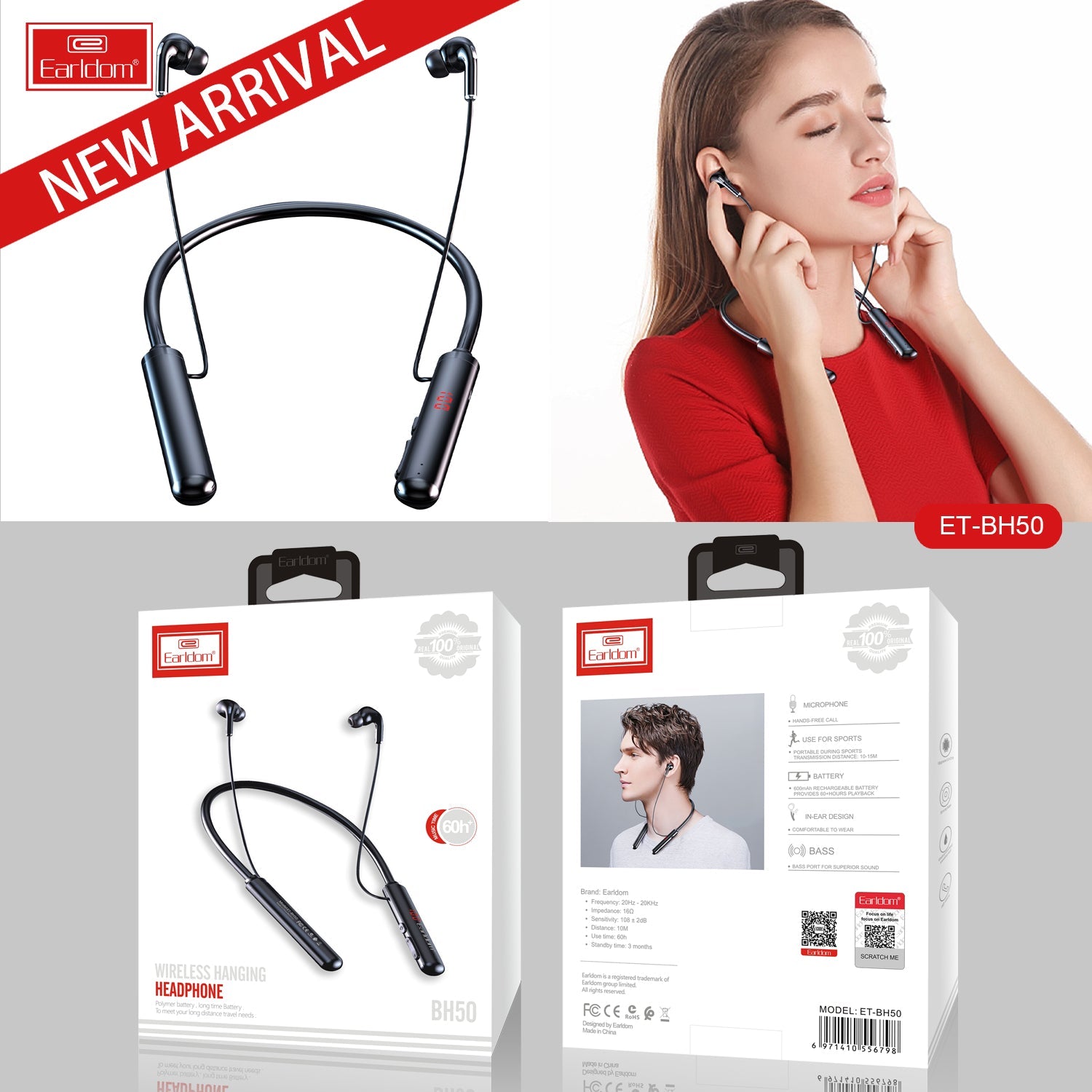 Running Sport  Wireless headset Bluetooth earphone 60Hours