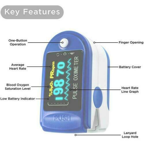 Fingertip Pulse Oximeter Spo2 Pulse Rate Monitor Oxymeter Blood Oxigen Mete