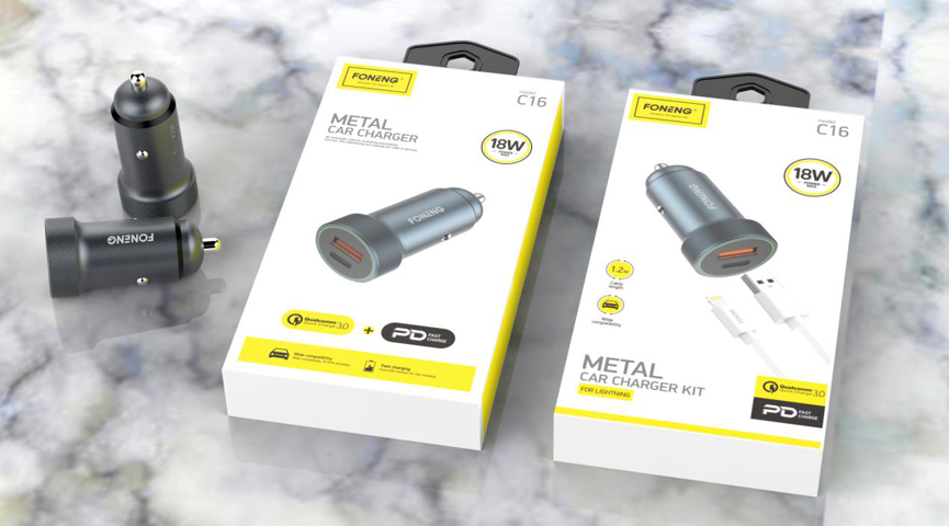 Foneng 18W PD QC.30 Fast Car Charger For iphone 12 13  iPad Pro