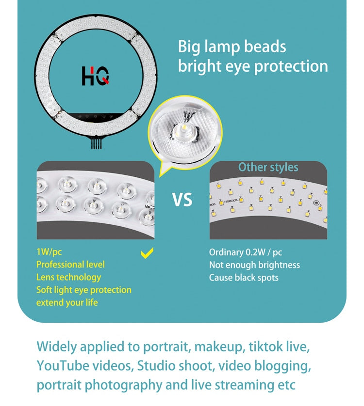 HQ 18 Inch RGB Ring Light tripod LED RingLight Selfie Ring Light