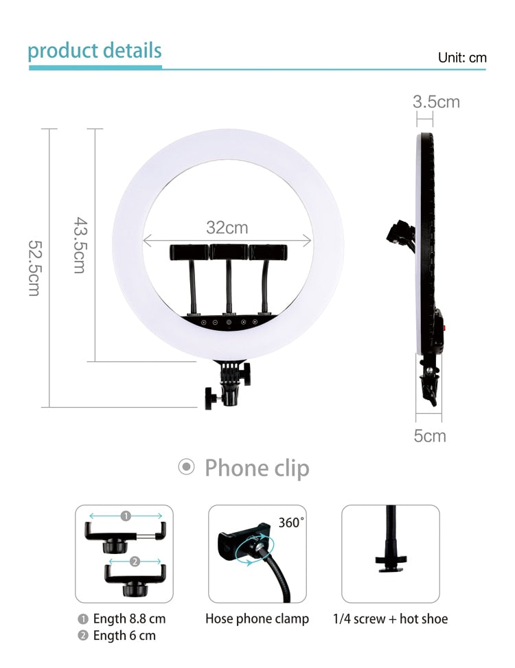 HQ 18 Inch RGB Ring Light tripod LED RingLight Selfie Ring Light