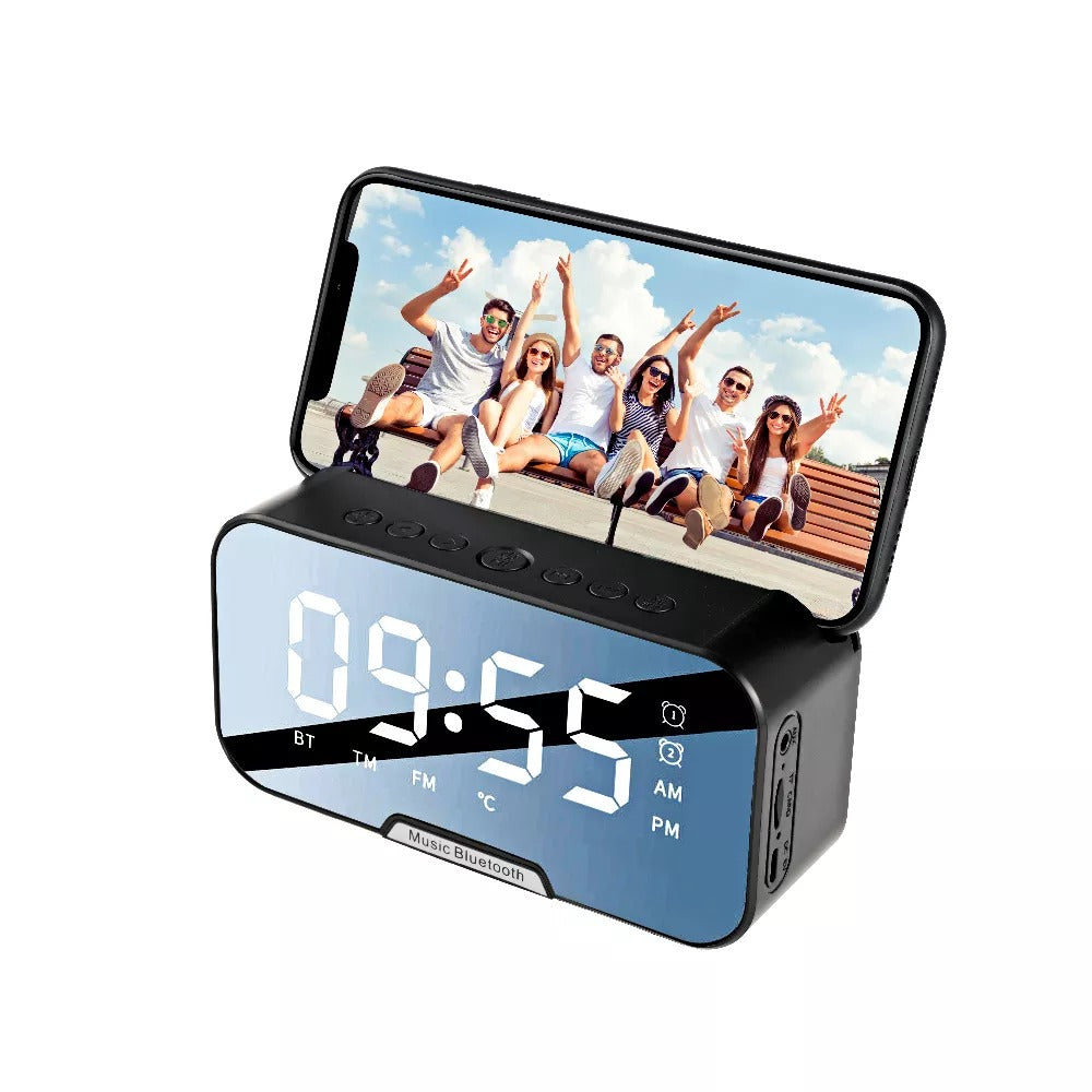 iTEQ Bluetooth Alarm Clock Mirror Card With Day Display Portable Loudspeaker Speaker