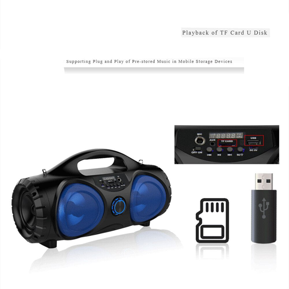 ITEQ Portable  FM Subwoofer Bluetooth Wireless Speakers PC Stereo Loudspeaker Support Karaoke AUX USB TF