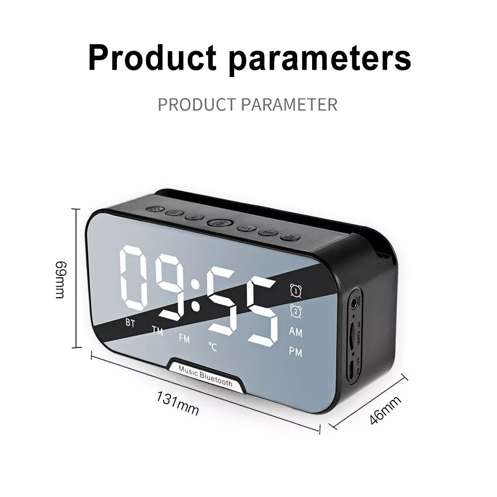 iTEQ Bluetooth Alarm Clock Mirror Card With Day Display Portable Loudspeaker Speaker