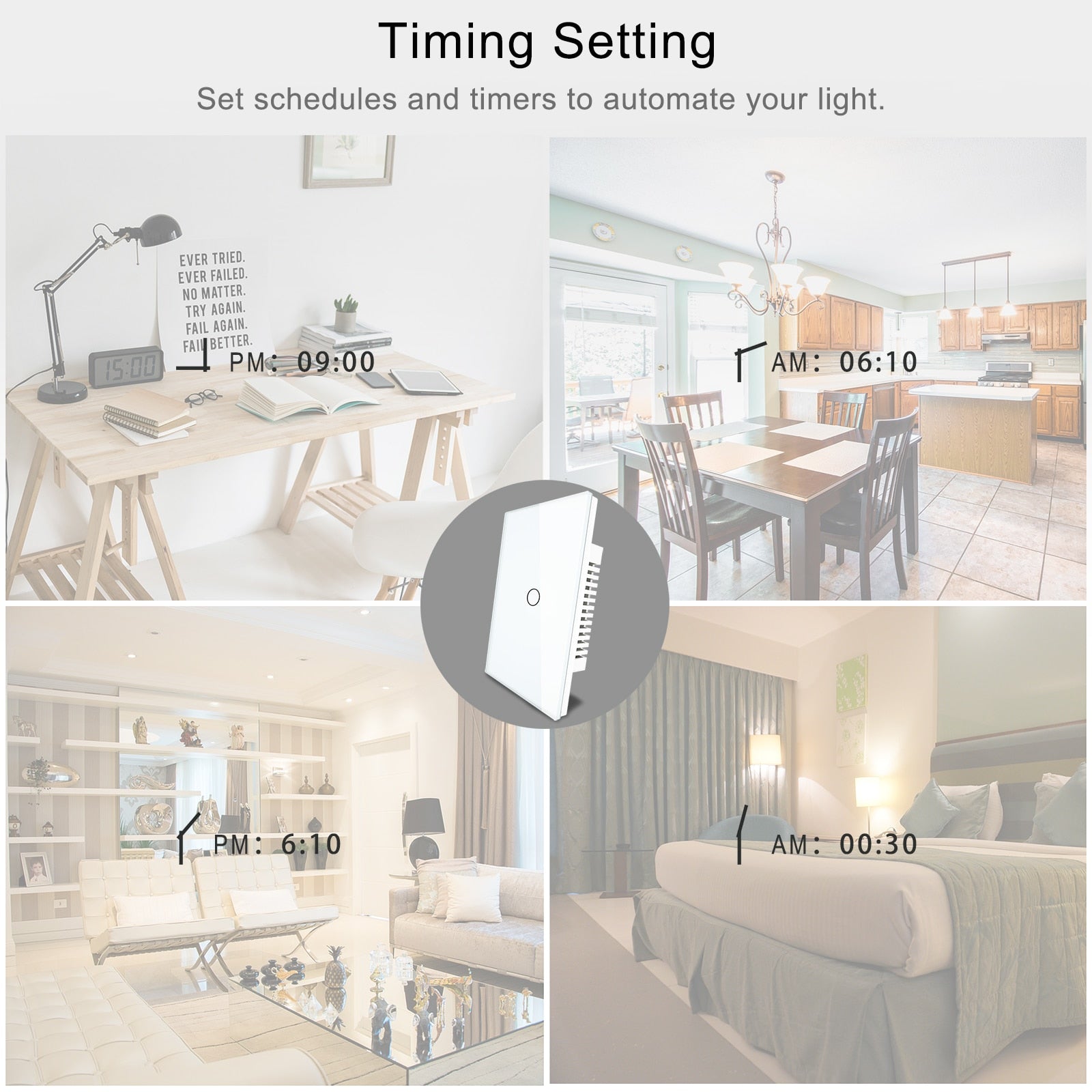 Tuya Smart Light Switch WiFi 4 Gang Wireless Touch Sensor Remote Control