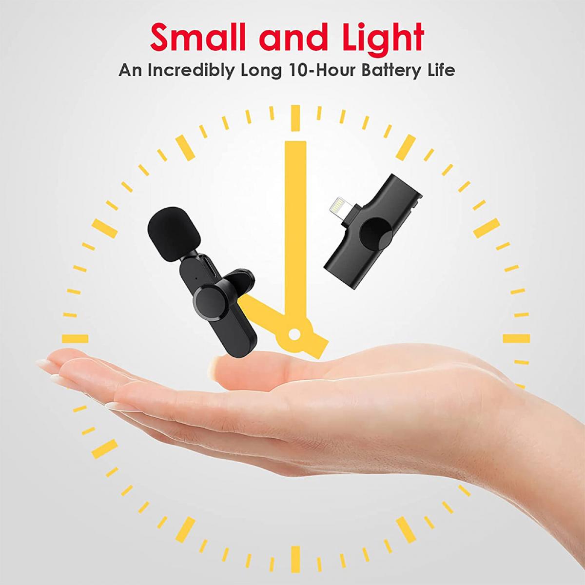 Plug-Play UHF Wireless Lapel Lavalier Microphone System for Video iOS Devices Lighting for Tictok Youtube live