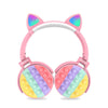 Cute Cat Ear Bluetooth Headphones Silicone Stress Reliever Toys Colorful Stereo Wireless Headphones