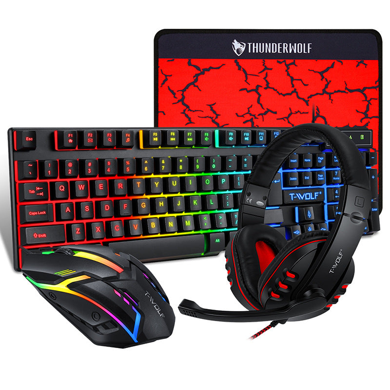 T-Worth Gaming Headphone LED Keyboard Mouse Mousepad  4 in 1 Combo Gaming Pack